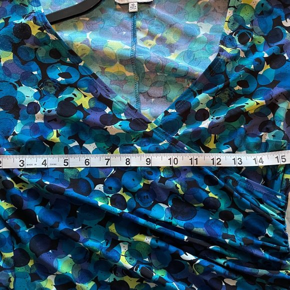 Watercolor print mock-wrap dress - Picture 5 of 8